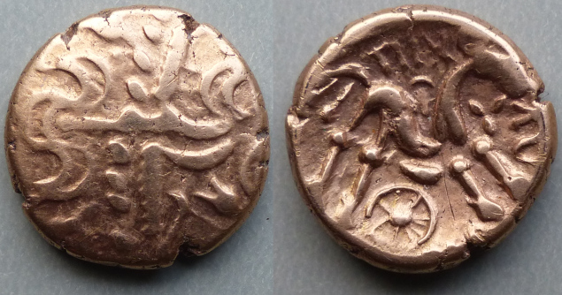 Atrebates and Regni, Tincomarus Alfriston type gold stater - Click Image to Close